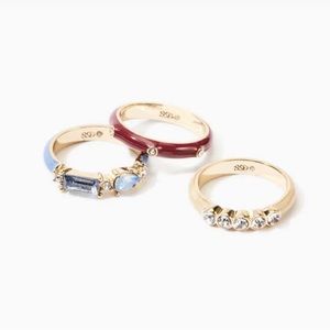 Stella And Dot Enameled 3 Ring Set Gold Plated Size 8.